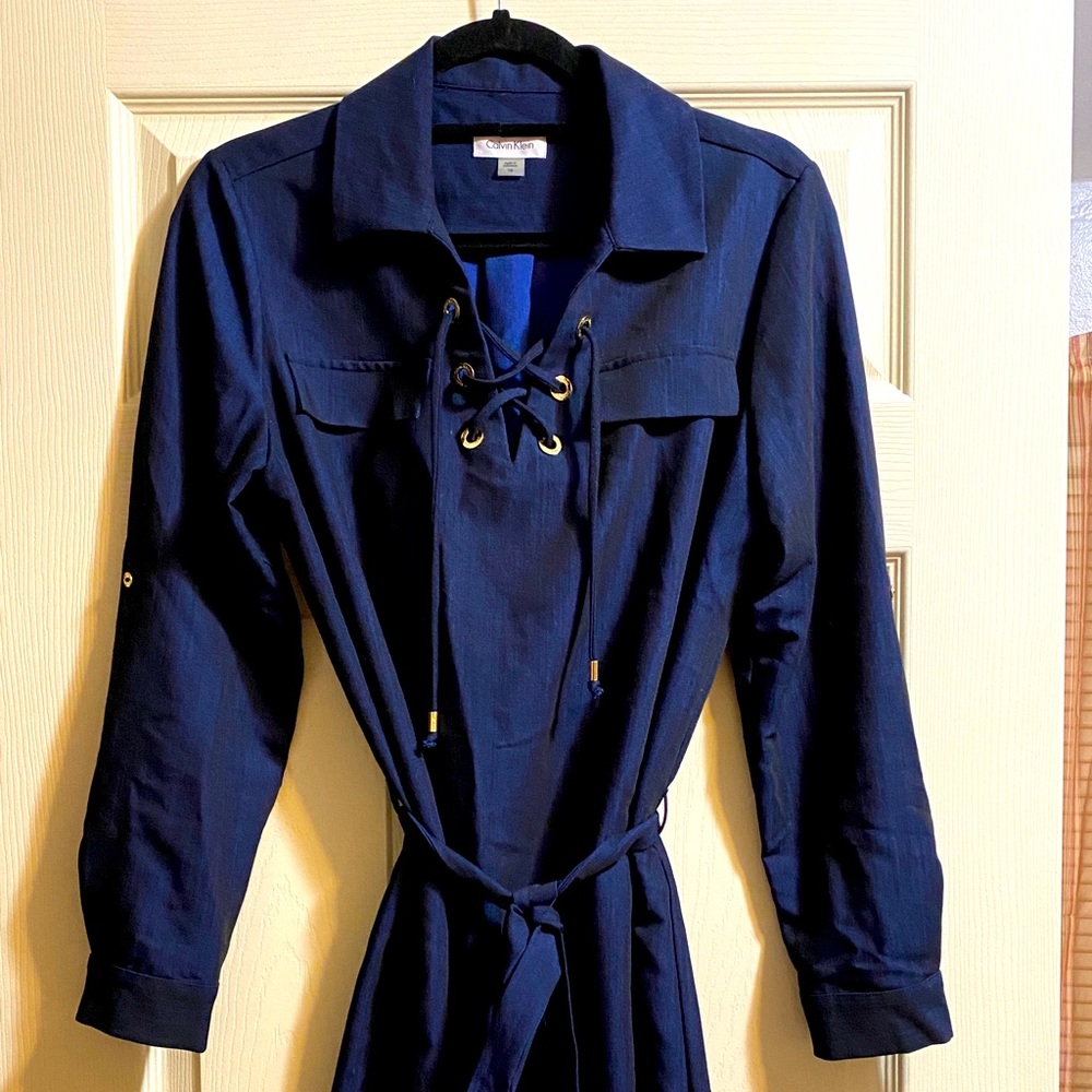 Calvin Klein long sleeve dress with belt.